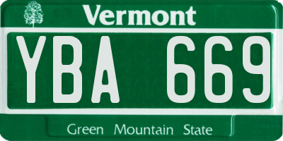 VT license plate YBA669