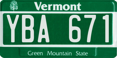 VT license plate YBA671