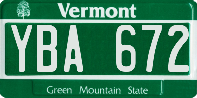 VT license plate YBA672