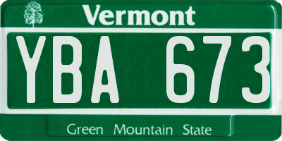 VT license plate YBA673