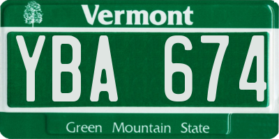 VT license plate YBA674