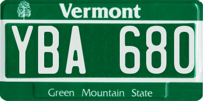 VT license plate YBA680