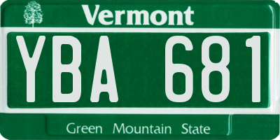 VT license plate YBA681