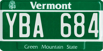 VT license plate YBA684