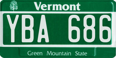 VT license plate YBA686