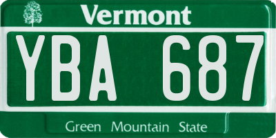 VT license plate YBA687