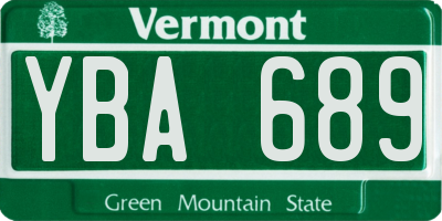 VT license plate YBA689