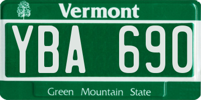 VT license plate YBA690