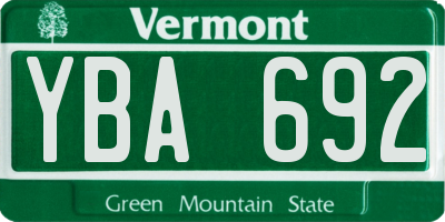 VT license plate YBA692