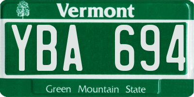 VT license plate YBA694