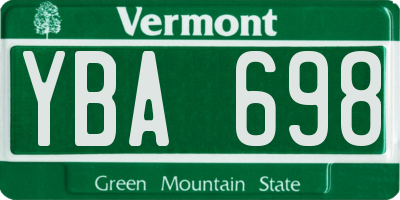 VT license plate YBA698