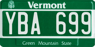 VT license plate YBA699