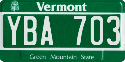 VT license plate YBA703