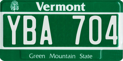 VT license plate YBA704