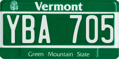 VT license plate YBA705