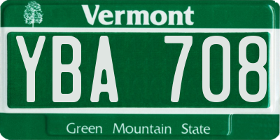 VT license plate YBA708