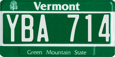 VT license plate YBA714