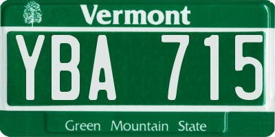 VT license plate YBA715
