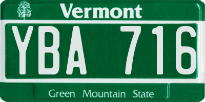VT license plate YBA716