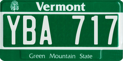 VT license plate YBA717