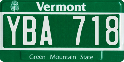 VT license plate YBA718