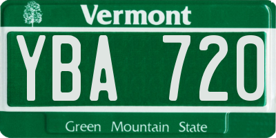 VT license plate YBA720