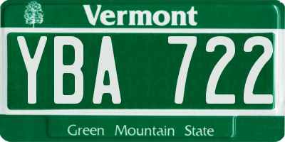 VT license plate YBA722