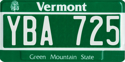VT license plate YBA725