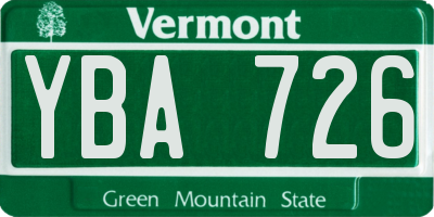 VT license plate YBA726