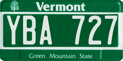 VT license plate YBA727