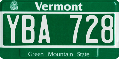 VT license plate YBA728