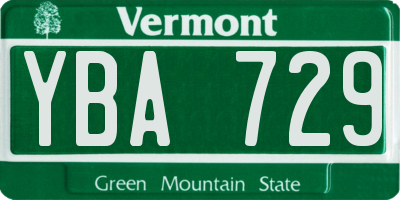 VT license plate YBA729