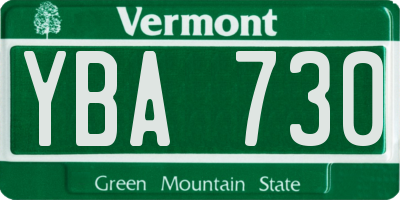 VT license plate YBA730