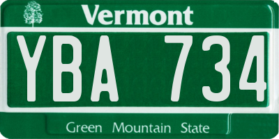 VT license plate YBA734