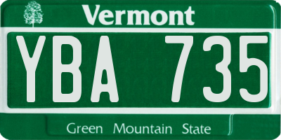 VT license plate YBA735