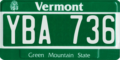 VT license plate YBA736