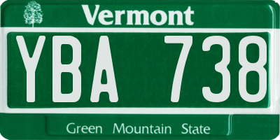 VT license plate YBA738