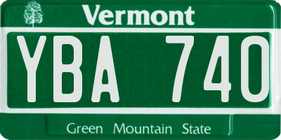 VT license plate YBA740