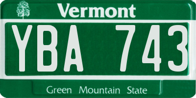 VT license plate YBA743
