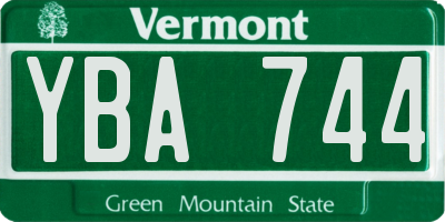 VT license plate YBA744