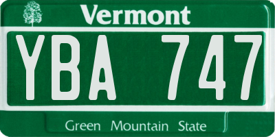 VT license plate YBA747