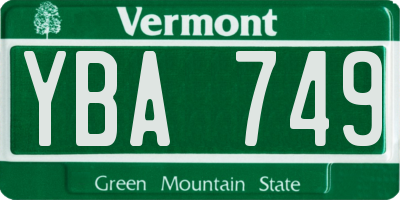 VT license plate YBA749