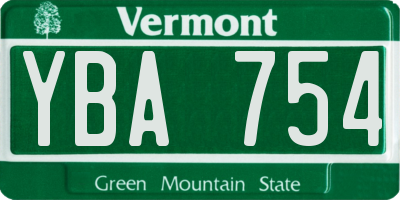 VT license plate YBA754