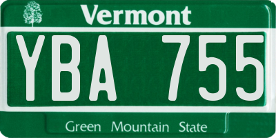 VT license plate YBA755