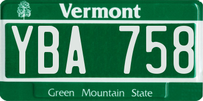VT license plate YBA758