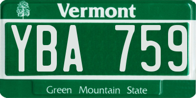 VT license plate YBA759