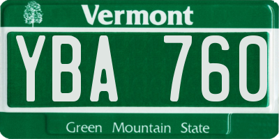 VT license plate YBA760