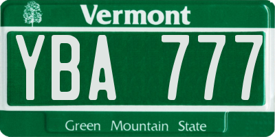 VT license plate YBA777