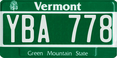 VT license plate YBA778