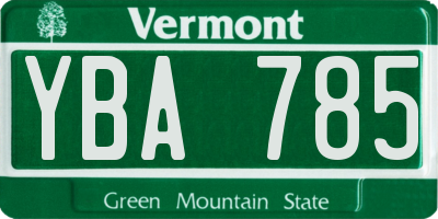 VT license plate YBA785